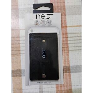 Neo black universal smartphone wallet grip and kickstand